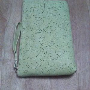 Talbots Perforated Yellow Leather Wristlet